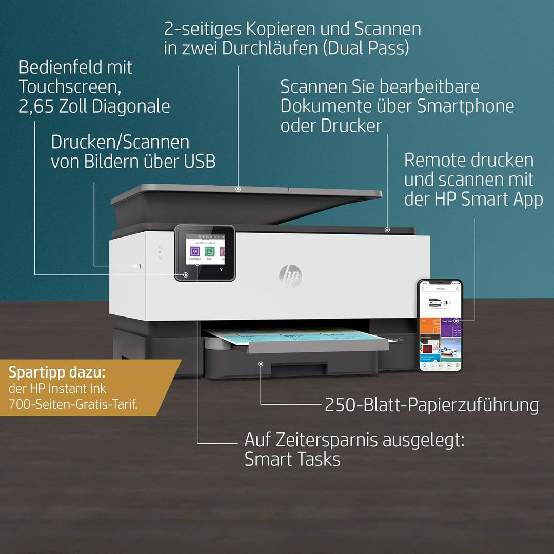 HP OfficeJet Pro 9012e Multifunktionsdrucker ( , A4, Drucker, Scanner, Kopierer, Fax, WLAN, LAN, Dup
