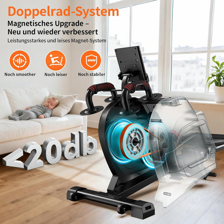 Pooboo Magnetisches Rudergerät mit Einer Tragkraft von 360 lb, klappbares Ruderer mit kombinierten K