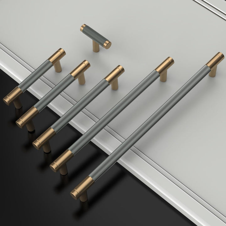 9BUILD 10 Stück Schrankgriffe Gold und Grau Lochabstand 96mm Griffe für Küchenschränke Gerändelte Mö