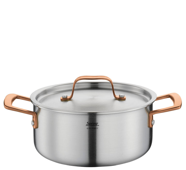 Spring Bratentopf GOURMET, mehrschichtiger Kochtopf mit Deckel aus Edelstahl, backofengeeignet, mit