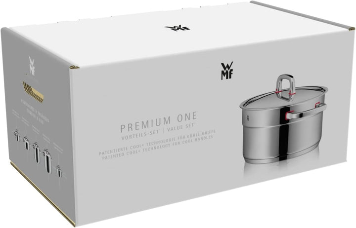 WMF Premium One Topfset Induktion 5-teilig, Kochtopf Set mit Metalldeckel, Cromargan Edelstahl polie