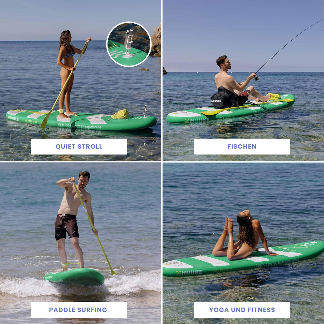 HUIIKE Stand Up Paddling Board mit Zubehör, Paddel, Finnen, Pumpe. Paddle Sup Board Aufblasbar Hohe