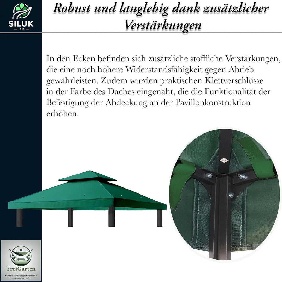 freigarten.de Ersatzdach für Pavillon 3x3 Meter Wasserdicht Material: Panama PCV Soft 370g/m² extra