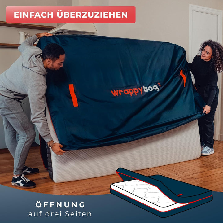 WRAPPYBAG – Matratzenhülle aus Oxford-Polyester – Aufbewahrungstasche mit 4 Tragegriffen – Ideal für