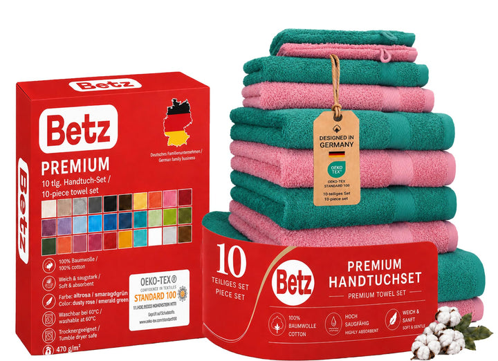 Betz 10-TLG. Handtuch-Set Premium 100% Baumwolle 2 Duschtücher 4 Handtücher 2 Gästetücher 2 Waschhan