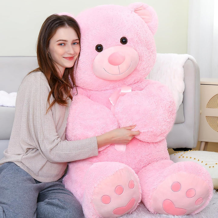 MorisMos Rosa Teddybär gross, 1.2m Riesen Teddy Kuscheltier XXL, Flauschiger Teddy Bär Stofftier Plü