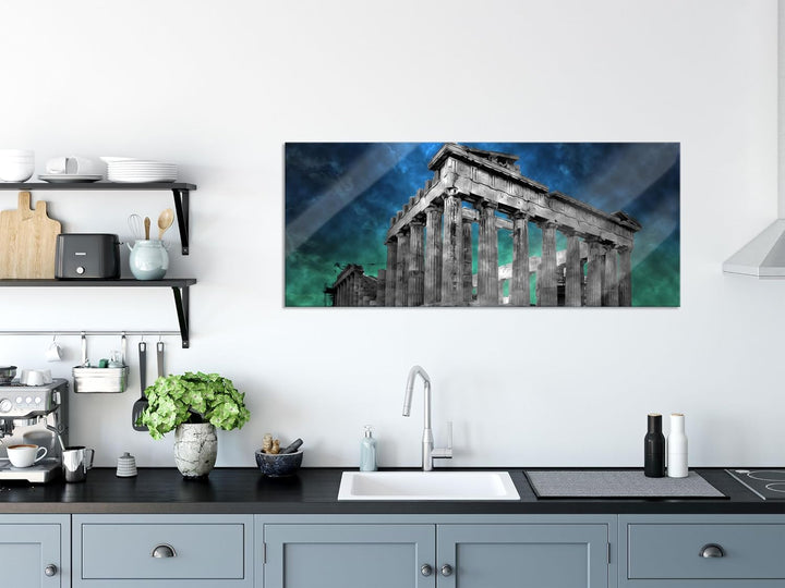 Glasbild Panorama | Wandbild aus Echtglas | Propyläe von Akropolis in Athen | 120x50 cm | inkl. Aufh
