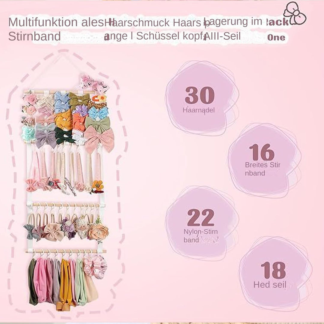 Schleifenaufbewahrung für Mädchen, Headband Organizer, Aufbewahrung Schmuckdisplay Mit 30 Haken Wand