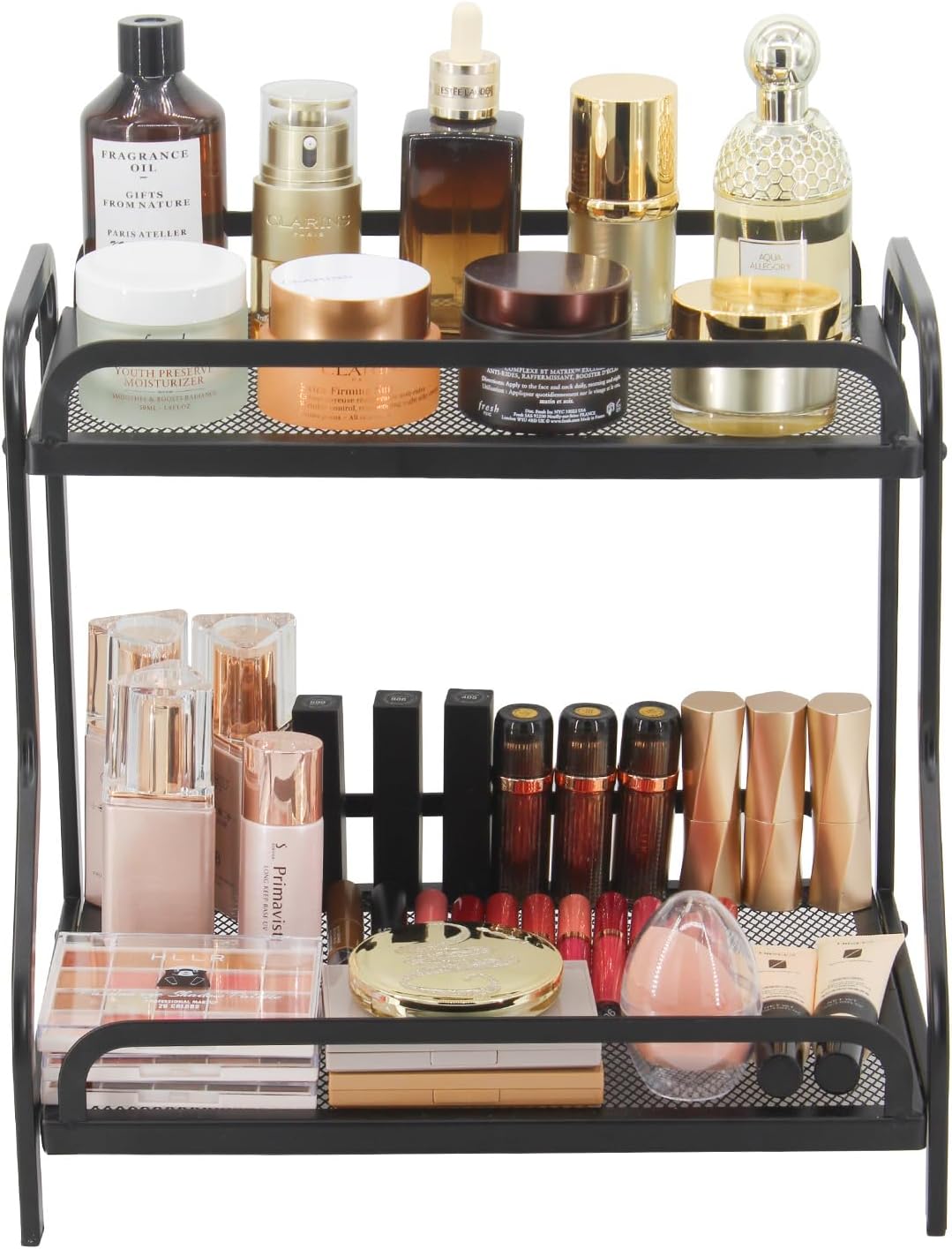 Badezimmer-Organizer mit 2 Ebenen, multifunktional, Make-up-Organizer, Regal und Küchenregal, Aufbew