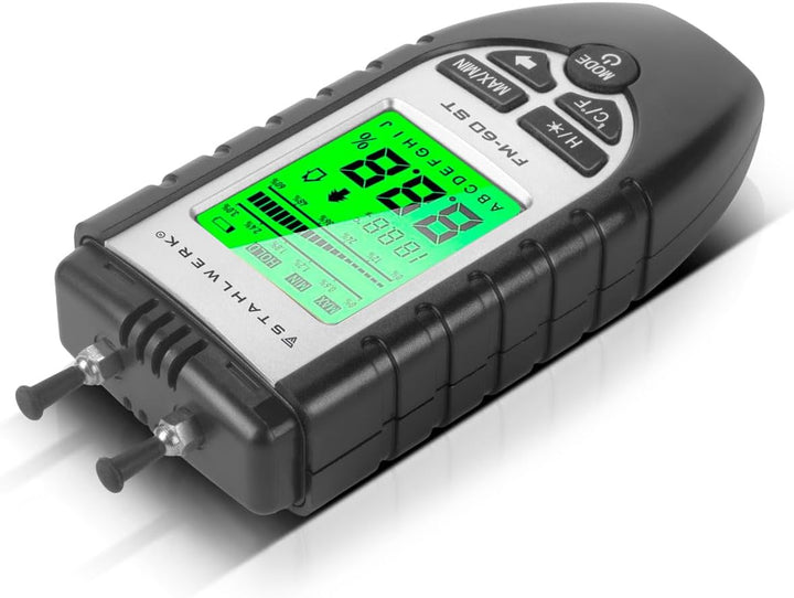 STAHLWERK Feuchtigkeitsmesser FM-60 ST für Holz und Baustoffe | Feuchtigkeitsmessgerät mit hochpräzi