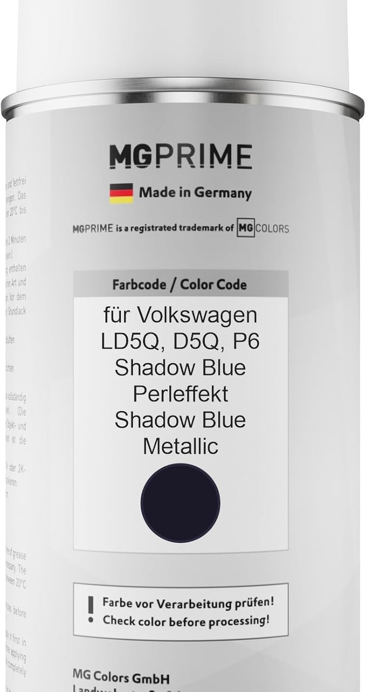 MG PRIME Autolack Sprühdosen Set für Volkswagen VW LD5Q / D5Q / P6 Shadow Blue Perleffekt/Shadow Blu