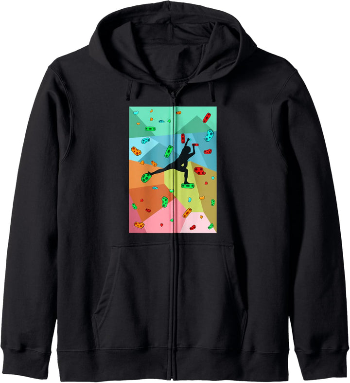 Buntes Klettern Bouldern Wandklettern Kletterhalle Kletterin Kapuzenjacke