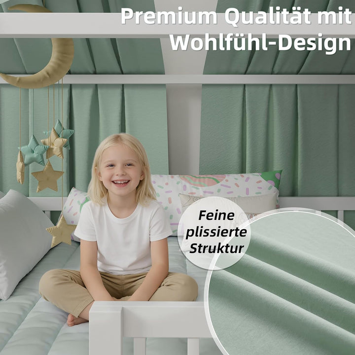 Hausbett Himmel in 5 Farben, 2er-Set Betthimmel Hausbett aus weichem Baumwollstoff – Stoffhimmel für