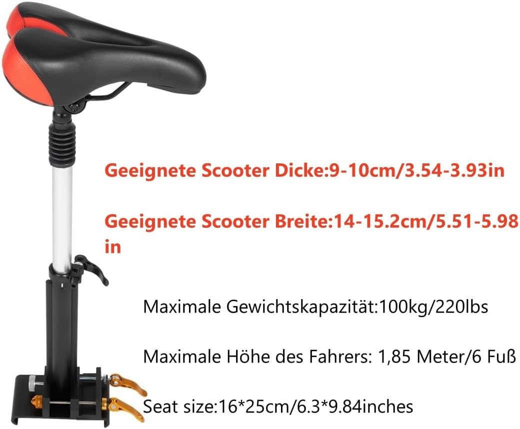 PU Elektroroller Sitz, Zubehör für E-Scooter Elektro Fahrrad, Höhenverstellbar 45-65cm, Stuhl Ersatz