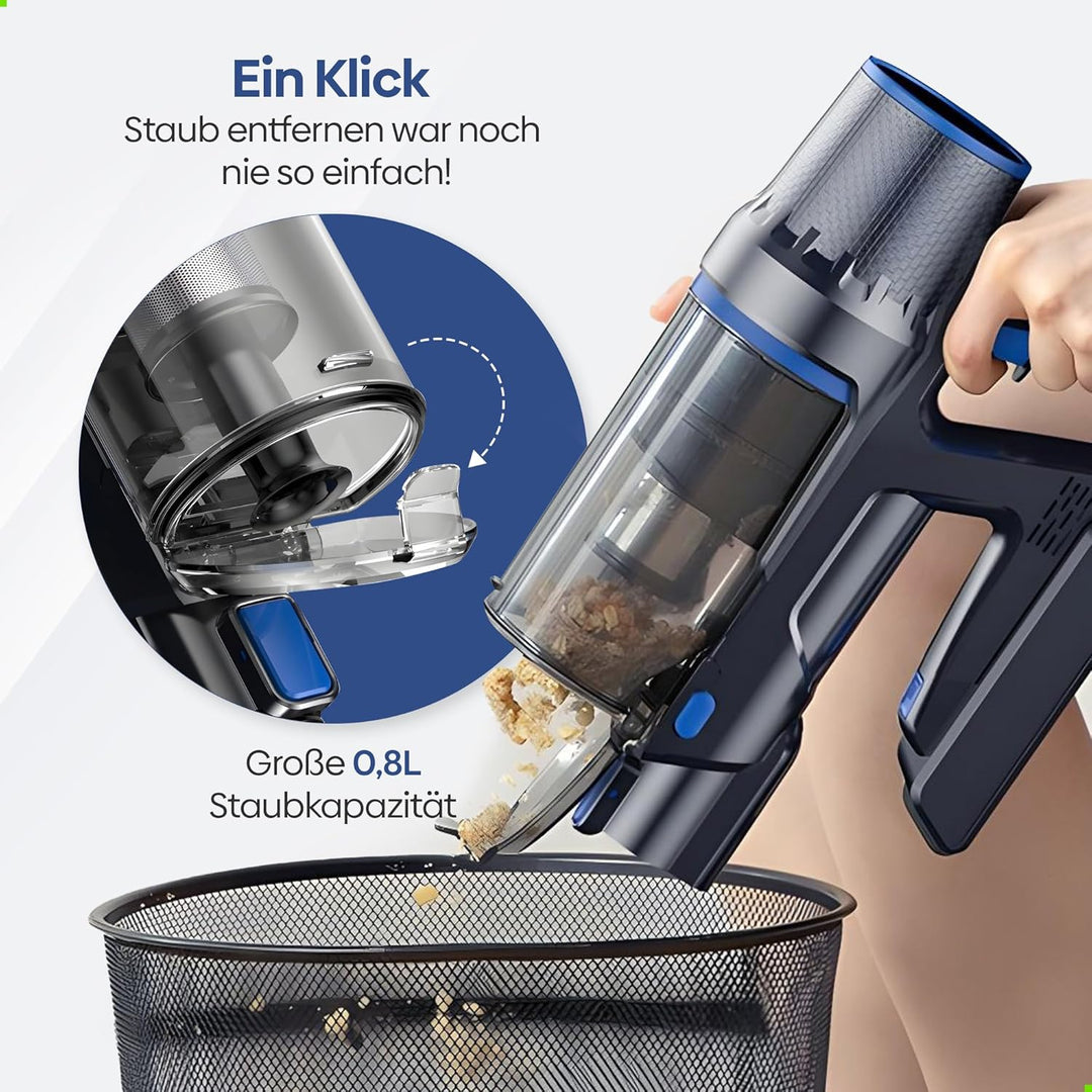 Olvy Akku-Staubsauger mit Wischfunktion, Tierhaare/Teppiche/Hartböden, Kabelloser 2-in-1, ohne Beute