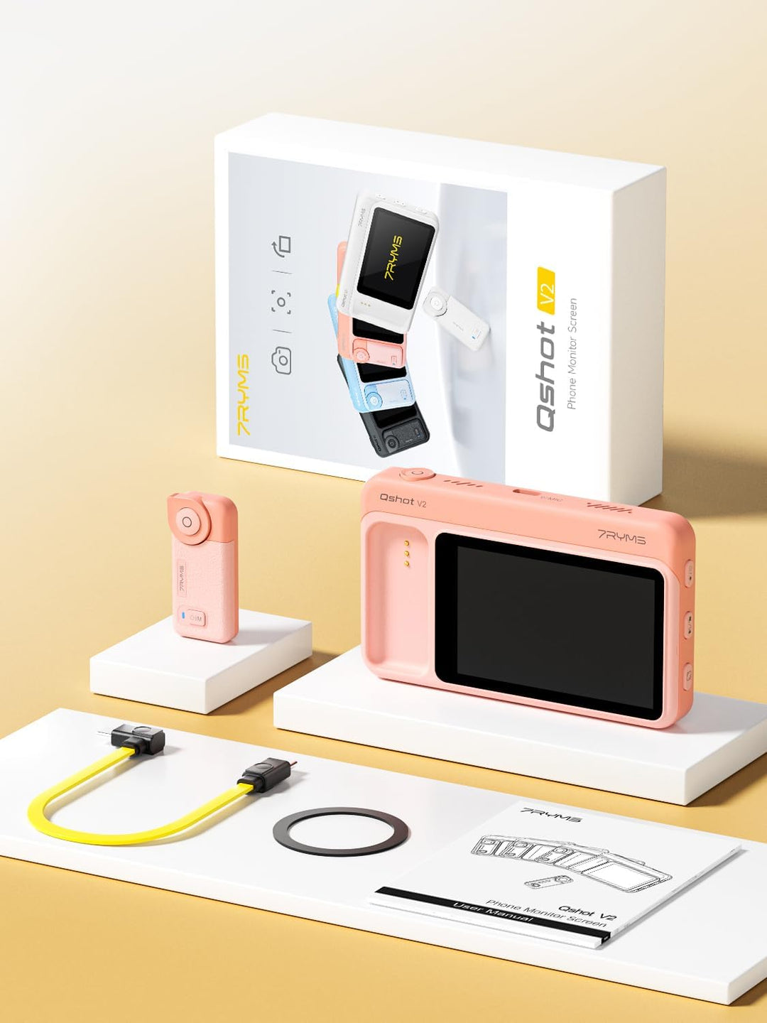 7RYMS Qshot V2 Selfie-Monitor-Bildschirm für iPhone &amp; Android (Rosa) Pink, Pink