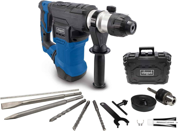 Scheppach SDS-Plus 4in1 Bohrhammer DH1500 Plus | 1500W / 7Joule Abbruchhammer | 6 Geschwindigkeiten