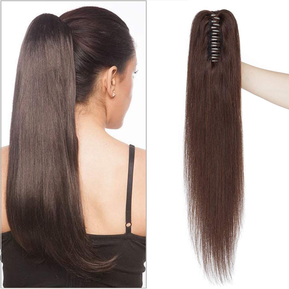 SEGO Ponytail Extension Echthaar Pferdeschwanz Zopf Clip in Haarteil Haarverlängerung 100% Remy Haar