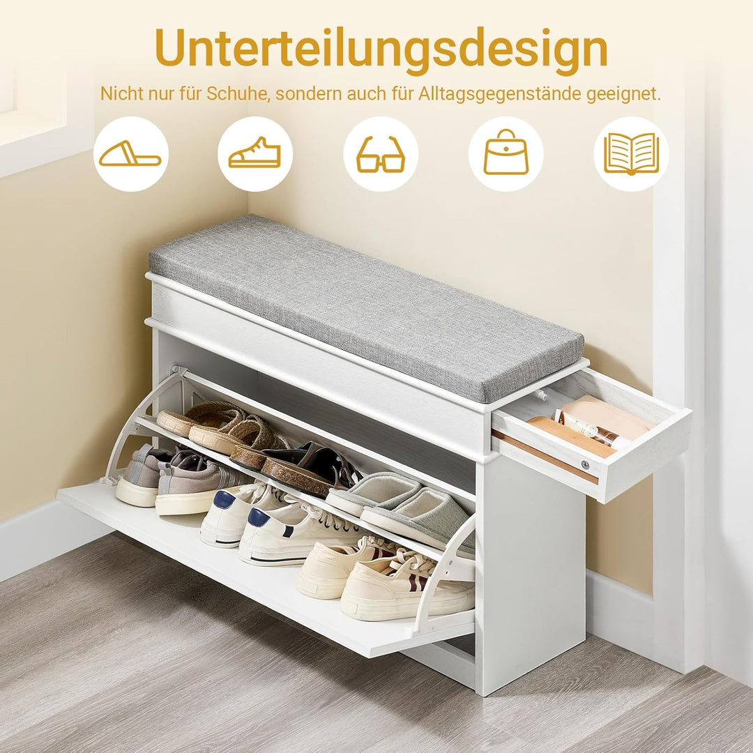 SoBuy Schuhbank mit Sitzkissen Stauraum Schuhschrank Schuhregal schmal platzsparende Sitzbank mit St