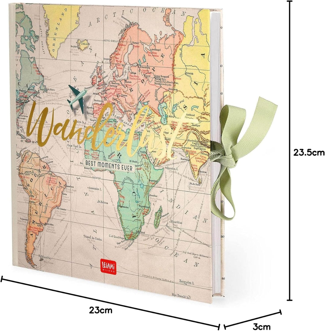Legami - DIY Fotoalbum mit Dekoelementen Set, 20 Seiten, Geschenkidee, 23x23,5 cm, Reise-Thema