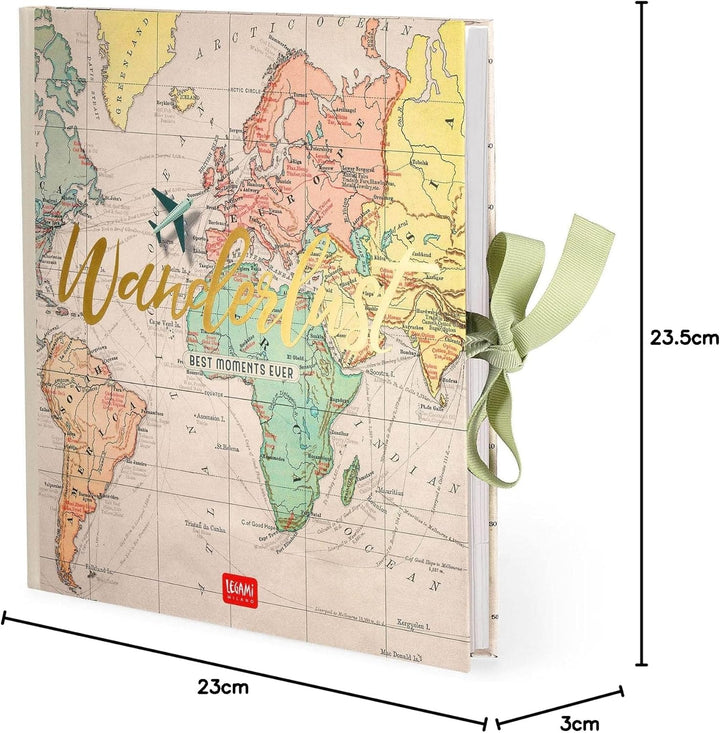 Legami - DIY Fotoalbum mit Dekoelementen Set, 20 Seiten, Geschenkidee, 23x23,5 cm, Reise-Thema