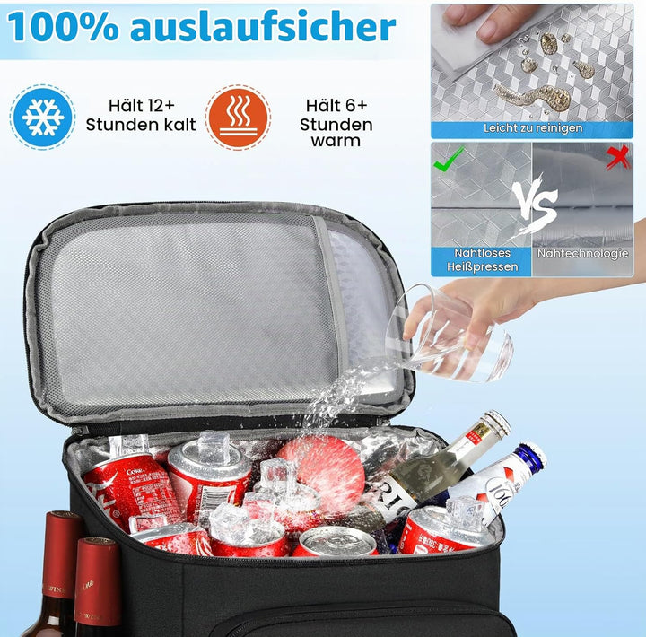 NUBILY Kühlrucksack 30L Wasserdichten Kühltasche Rucksack Gross Isolierte Kühltasche Thermo Lunchtas