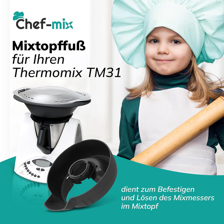 TM 31 Mixtopffuss Schwarz Ersatz für Vоrwerk Thermоmix Mixtopf Unterteil TM31 - Kunststoff Behälteru