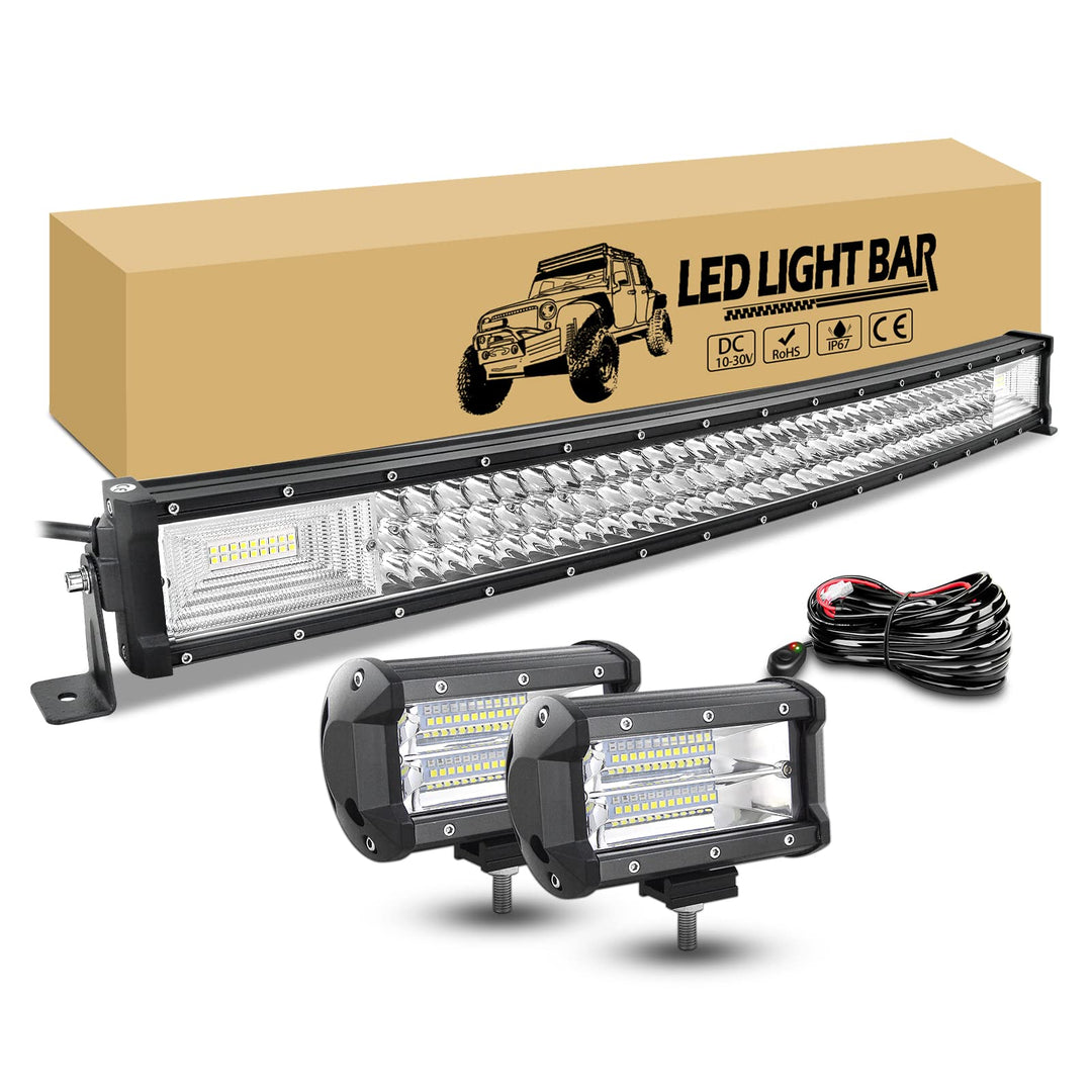 RIGIDON 32 Zoll 81cm 405W gebogen led arbeitsscheinwerfer bar mit 12v kabelbaum kit, 2 x 13cm 72W le