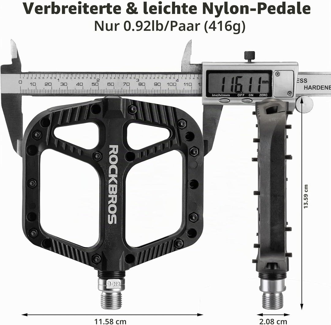 ROCKBROS Fahrradpedale Nylon Composite Flatpedale 9/16 MTB Pedale 3 Bearing rutschfest Wasserdicht A