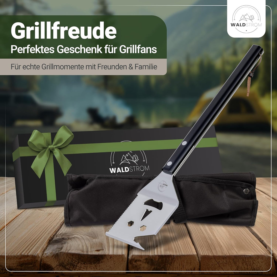 6-in-1 Grillspachtel Multitool I Grill Zubehör Set mit inklusive Grillschürze - ideales BBQ Geschenk