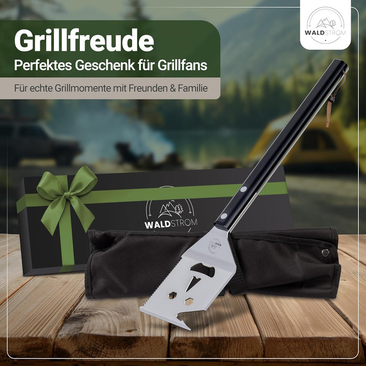 6-in-1 Grillspachtel Multitool I Grill Zubehör Set mit inklusive Grillschürze - ideales BBQ Geschenk
