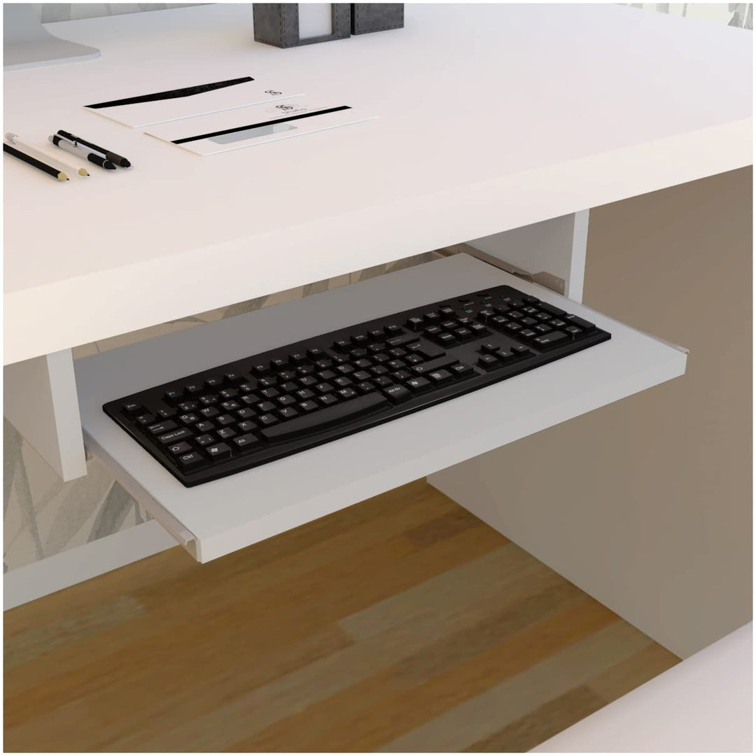 Henor Abnehmbare Tastaturablage aus Holz 55 x 31 x 9 cm unter Schreibtisch Grau 55x31x9 Grau, Grau 5