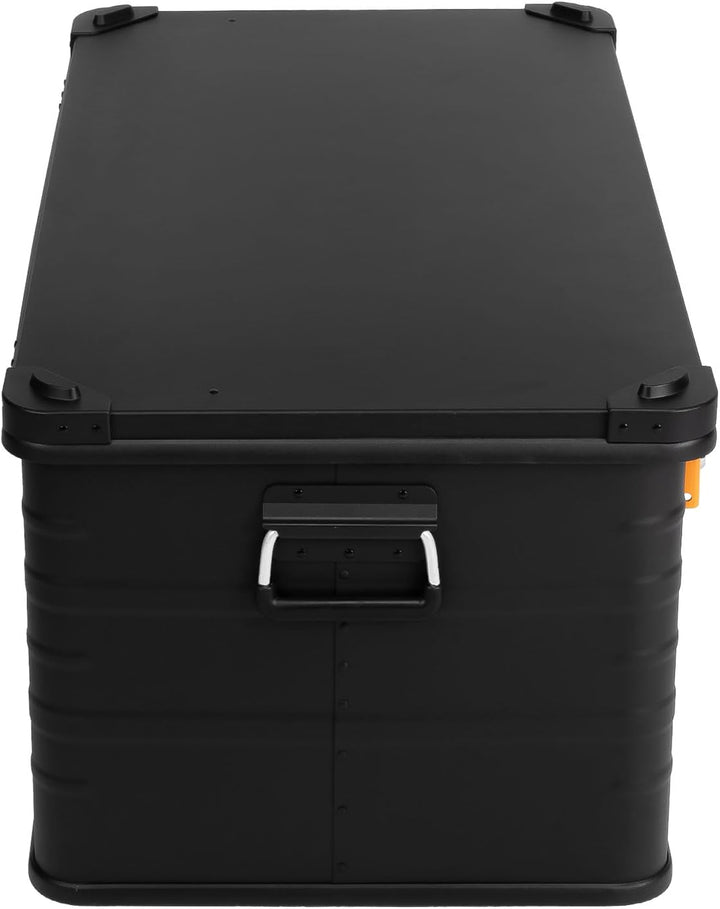 Alubox Alukiste abschliessbar E141B - Premium Aluminium Lagerbox 141 Liter - Deckel mit Aluminium Dr