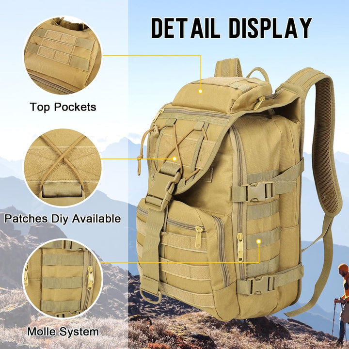 SHANNA Militärrucksack 35L/50L Armee Rucksack Molle, Hohe Kapazität Trekkingrucksack Wanderrucksäcke