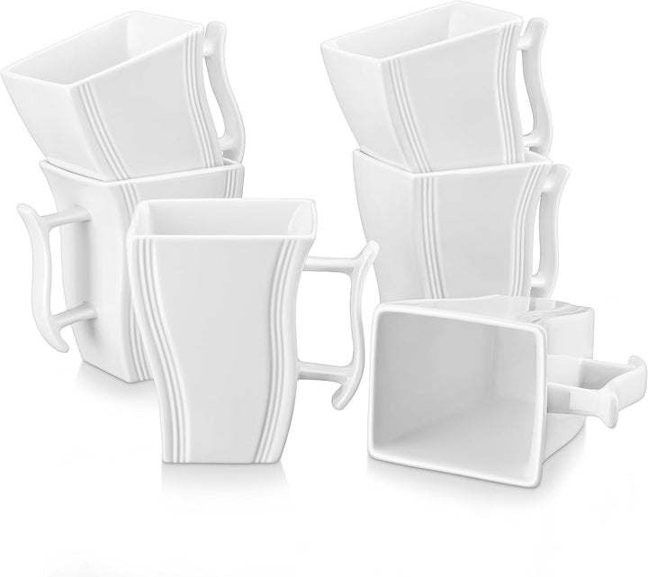 MALACASA Porzellan Kaffeetassen 6er Set, 470 ml Kaffeetassen mit Henkel, Grosse Keramik-Kaffeetasse,