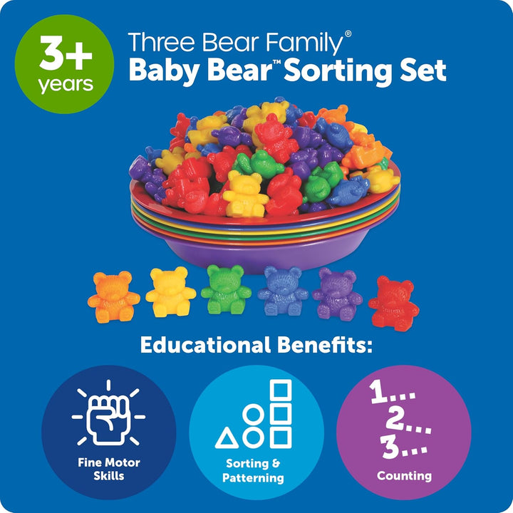 Learning Resources LER0739 BABY BEAR SORTING SET-102 BEARS 6 FARBEN 6 BOWLS