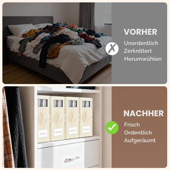 4 Stück Linen Bed Sheet Organiser Box, Faltbarer Bettwäsche Organizer Mit Sichtfenster Und Etikett,