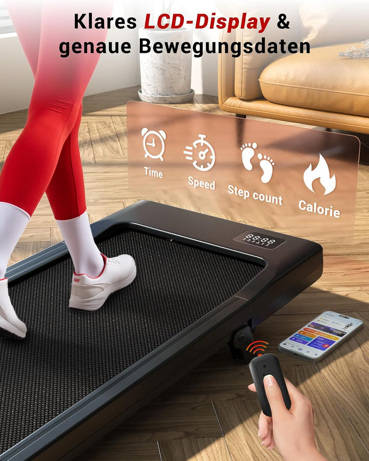 Superun Walking Pad mit Steigung 6%, Laufband für Zuhause mit App max 6km/h und 12km/h Version, Schr