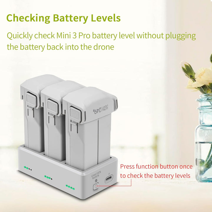 LYONGTECH Akku Ladestation für DJI Mini 3,Mini 4/3 Pro Drohne, Ladegerät Charger Hub, Akkuladegerät