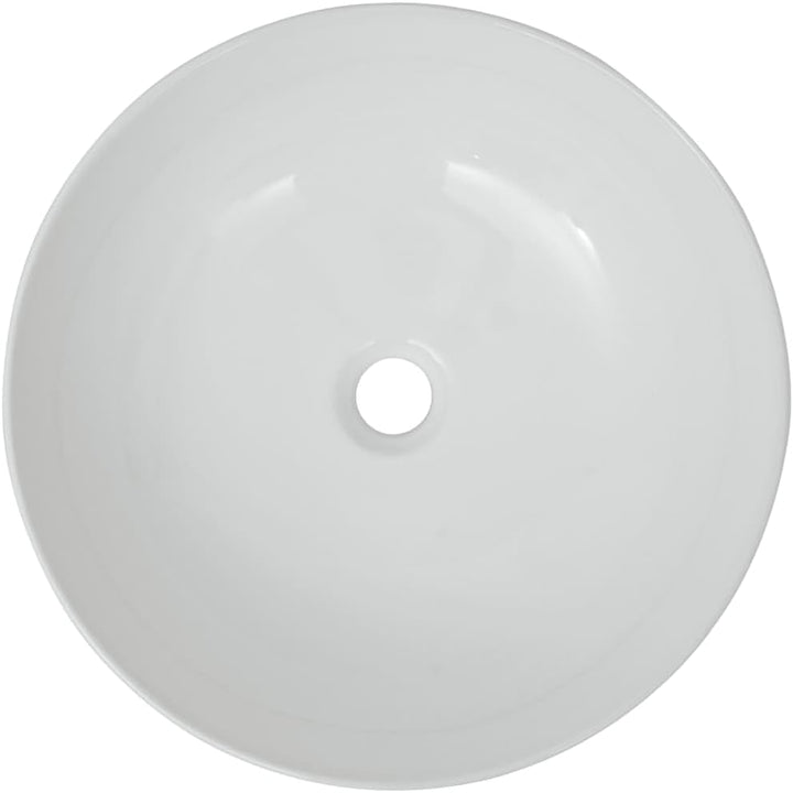 vidaXL Waschbecken Rund Keramik 41,5x13,5cm Waschschale Aufsatzwaschbecken Weiss, Weiß