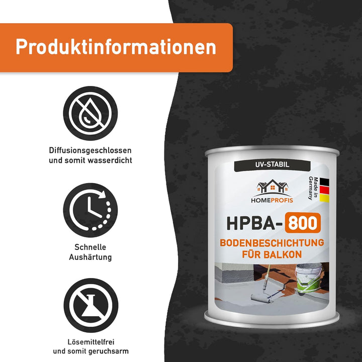 Home Profis® HPBA-800 matte UV-beständige 1K Bodenfarbe (5m²) für Balkon &amp; Terrasse in RAL 7032 (Kie