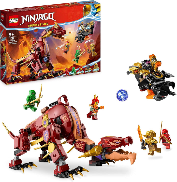 LEGO 71793 NINJAGO Wyldfires Lavadrache Fabelwesen verwandlungsfähiges Spielzeug, Drachen-Serie Set