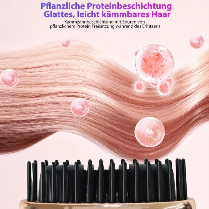 Mini Glätteisen Kabellos, 3 Temperaturstufen Haarglätter Bürste, Wiederaufladbare Tragbare Glättbürs