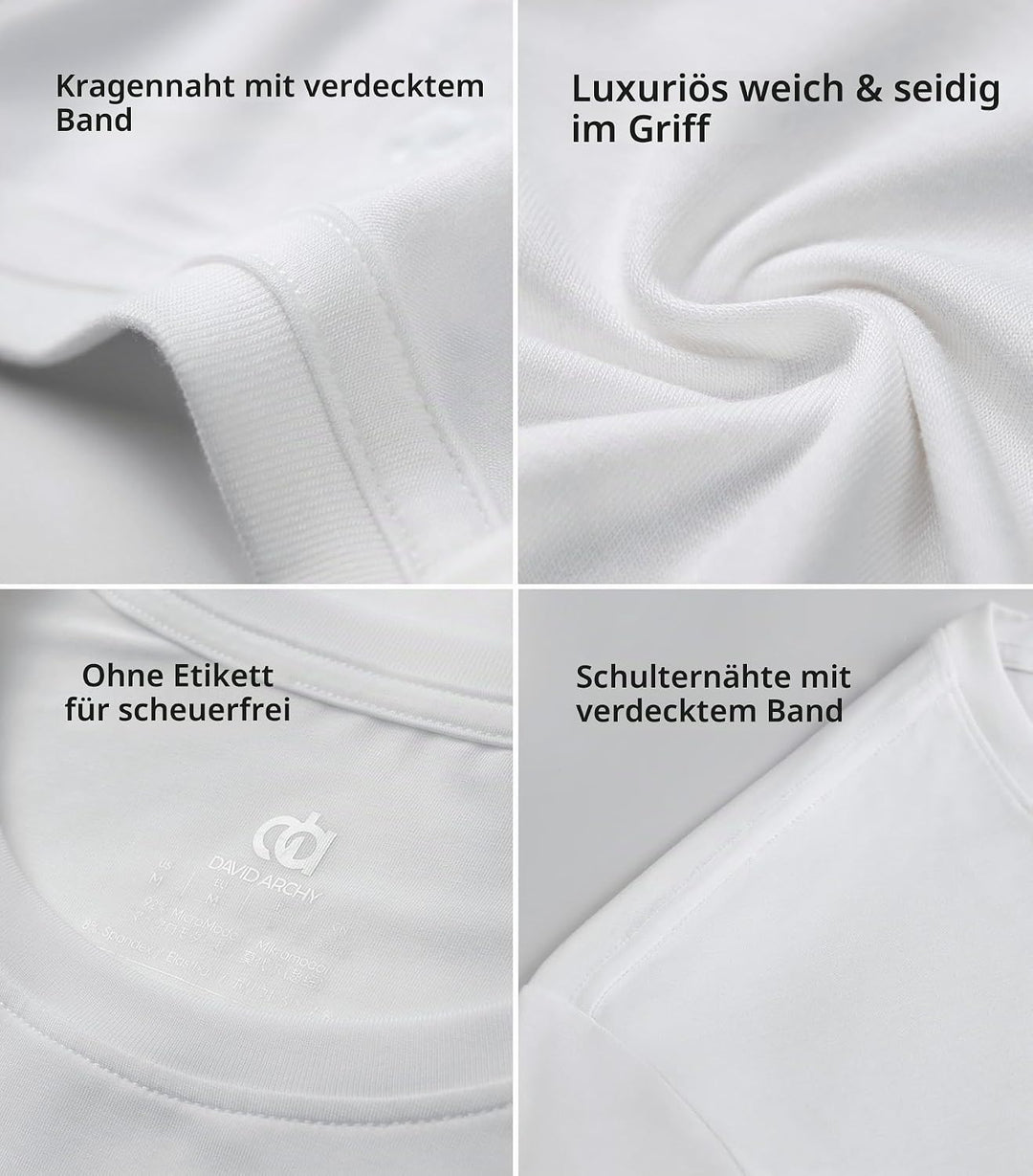 DAVID ARCHY Herren Unterhemden Business aus Micro Modal Tshirt Herren,3er Pack S Rundhalsausschnitt-