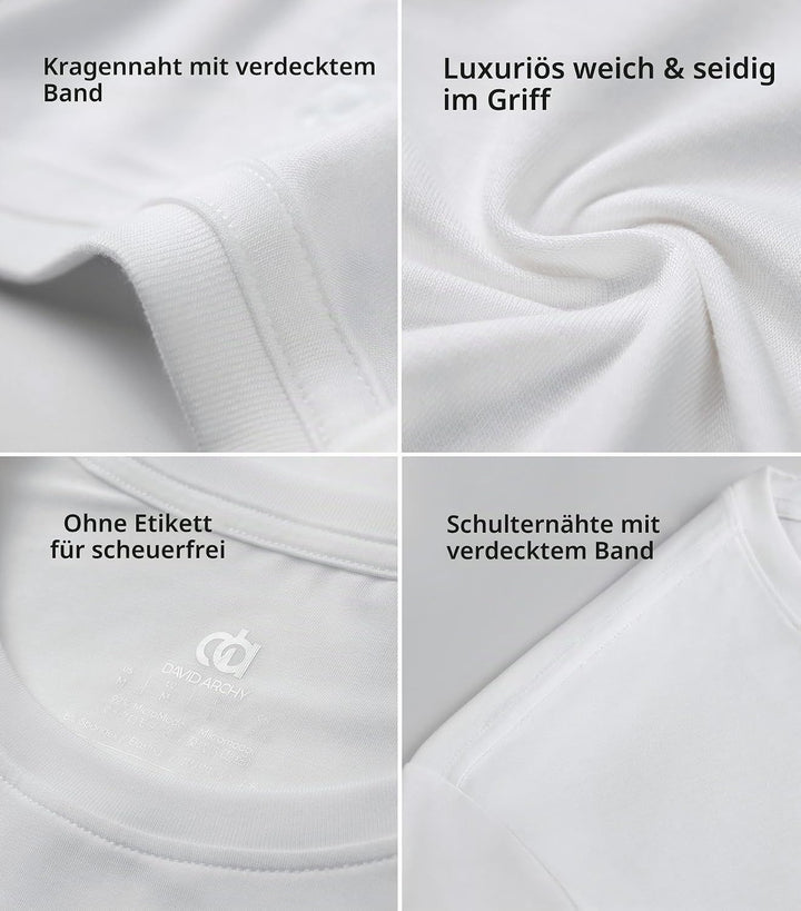 DAVID ARCHY Herren Unterhemden Business aus Micro Modal Tshirt Herren,3er Pack S Rundhalsausschnitt-