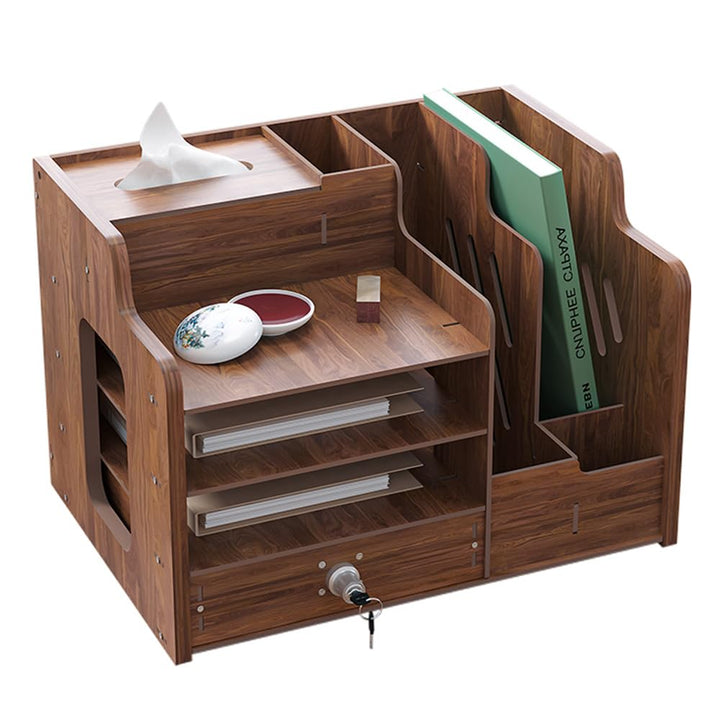 Hggzeg Schreibtisch-Organizer aus Holz,grosse Kapazität,Schreibtisch-Organizer,Aktenregal,A4-Papier-