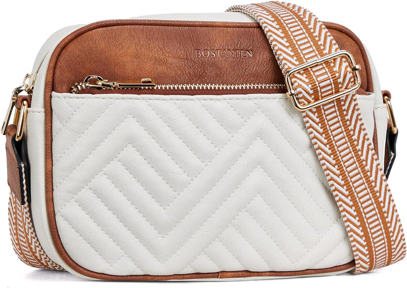 BOSTANTEN Damen Handy Umhängetasche, Crossbody Bag mit verstellbarem Breiter Gurt, PU Leder Gesteppt
