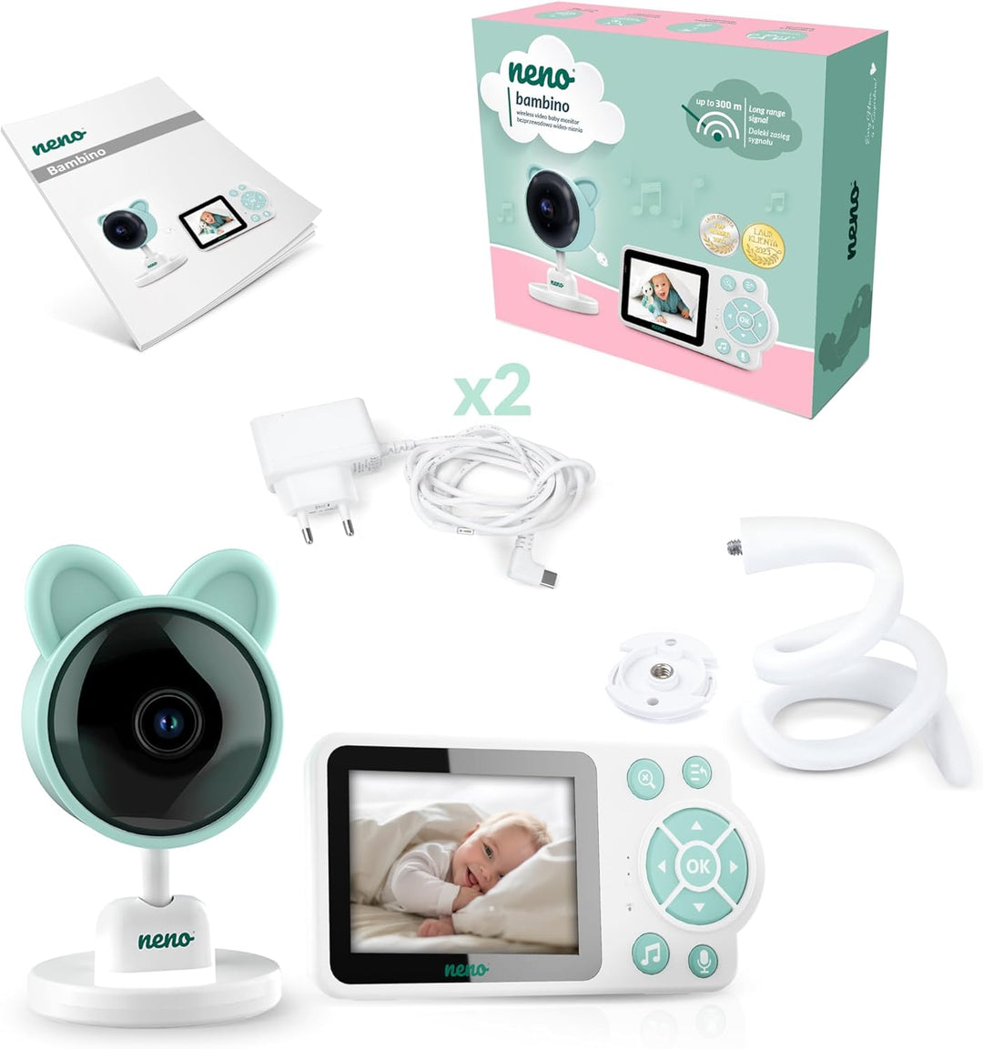 NENO Bambino Baby Monitor – elektronisches Babyphone mit Empfänger - Nachmodus - Alarmfunktion - Lul