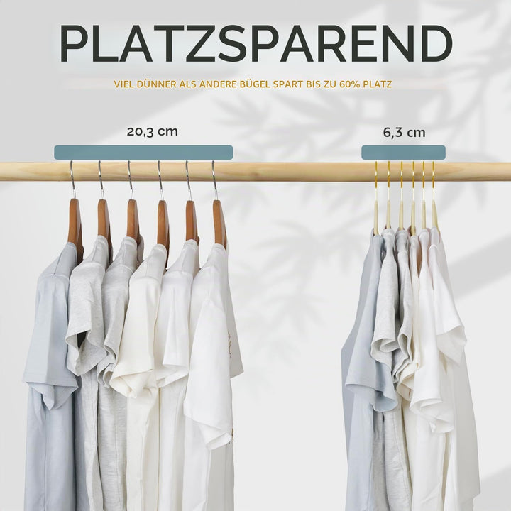 ManGotree Samt-Kleiderbügel mit 360° Drehbarem Goldhaken, rutschfeste Filz-Anzugbügel, Platzsparende