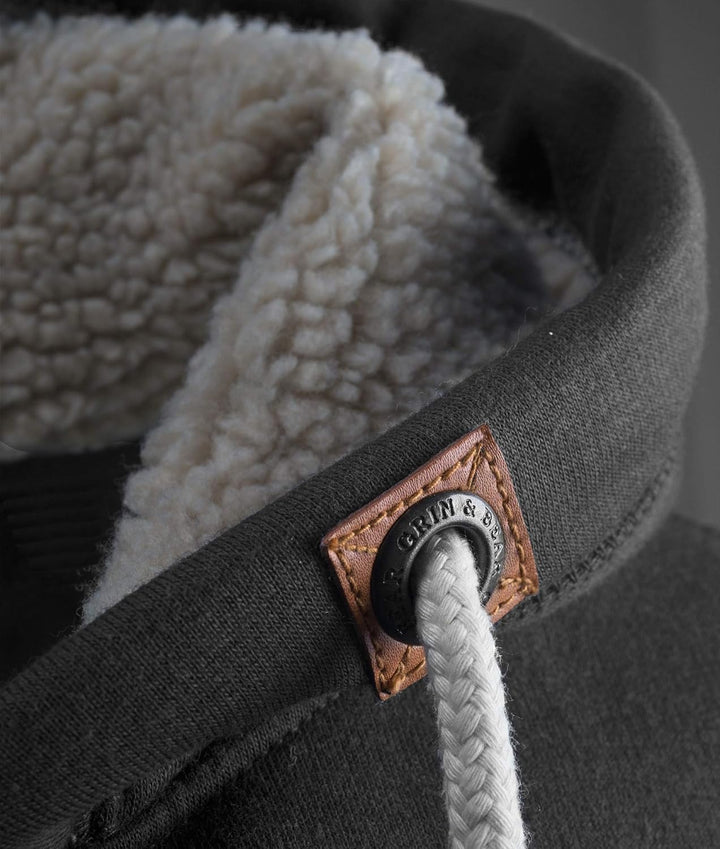 Grin&Bear Herren Kontrast Kapuzenpullover Kapuzenjacke Hoodie mit Teddy Fleece Kapuze GEC473 S Anthr